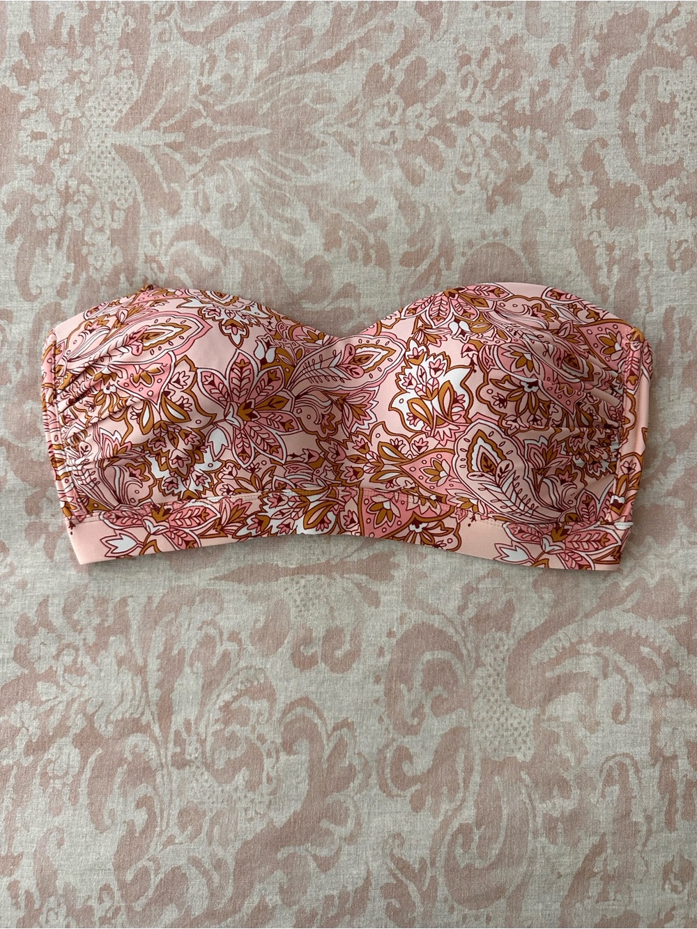 Pink Paisley Strapless Bikini Top NWT